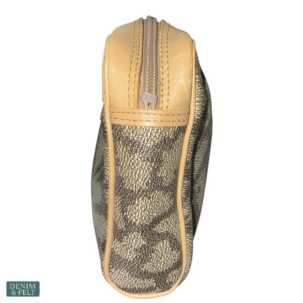 Yves Saint Laurent Monogram Giraffe Print Canvas Clutch Makeup Bag Beige Gray - Picture 4 of 12